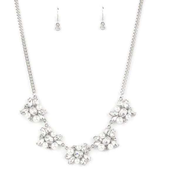 HEIRESS of Them All - White Necklace Earring Set